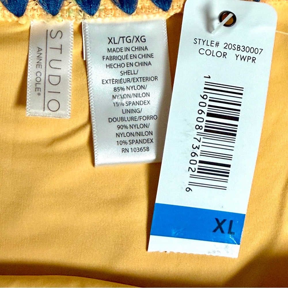 Anne Cole Studio Yellow Floral Bikini Bottom NWT Size XL - Picture 5 of 6